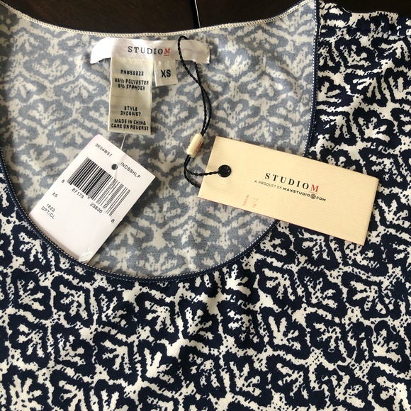 Ivory, Navy, Teal Studio M Tie/ Wrap Dress! - Picture 3 of 7